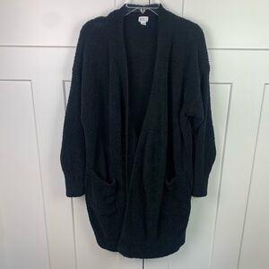 Stars Above XL Fuzzy Chenille Cardigan Sweater Black Lounge
